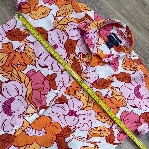 RACHEL ROY Size XS Floral Blouse Pink, Orange, White | 100% Linen | Shirt Collar - Picture 3 of 12